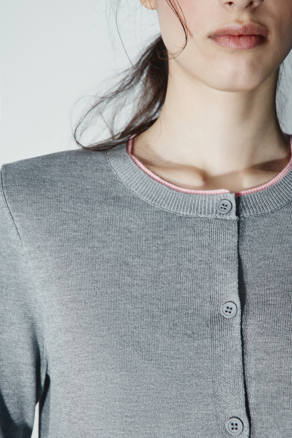 Кардиган с имитацией второго слоя - цвет серый - 5