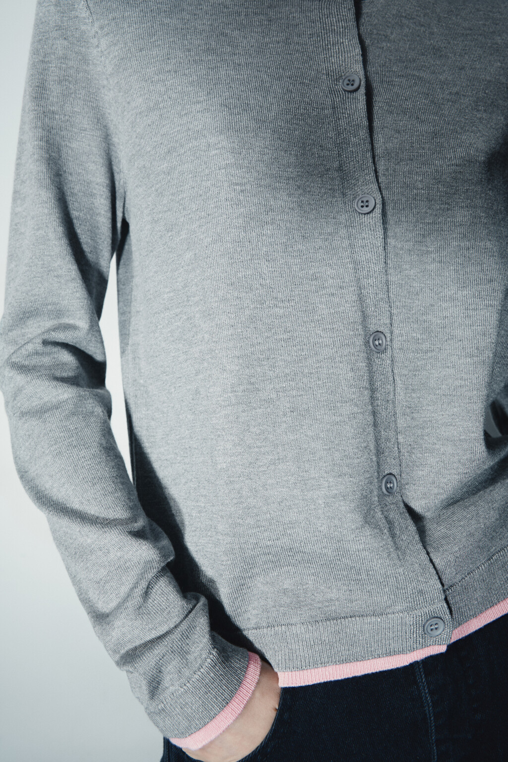 Кардиган с имитацией второго слоя - цвет серый - 6