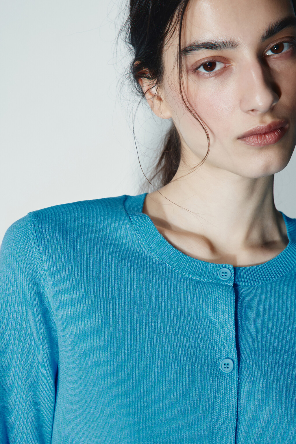 Кардиган с имитацией второго слоя - цвет голубой - 5