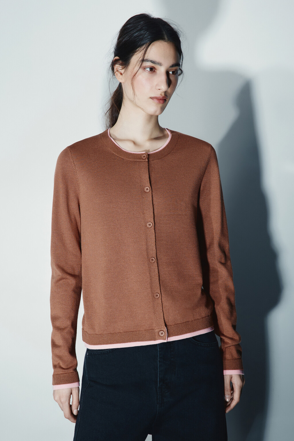 Кардиган с имитацией второго слоя - цвет бежевый - 2