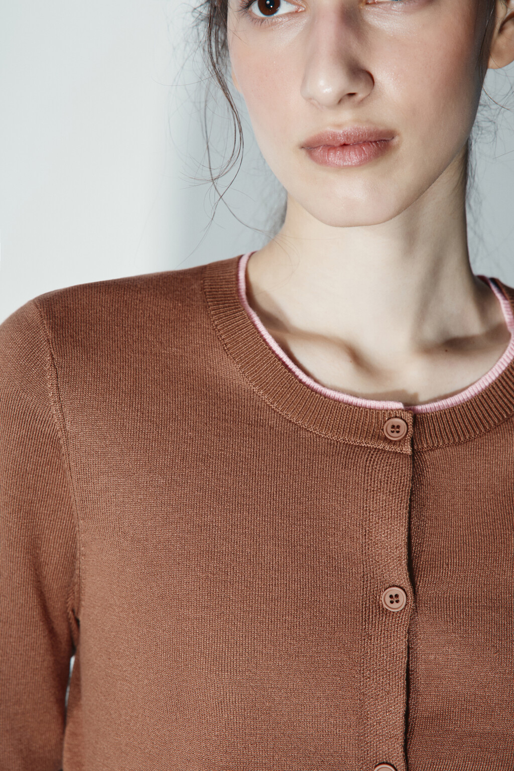 Кардиган с имитацией второго слоя - цвет бежевый - 5