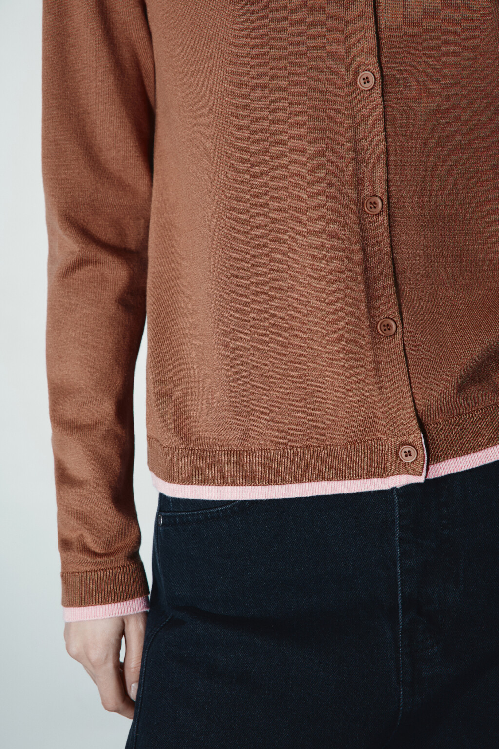 Кардиган с имитацией второго слоя - цвет бежевый - 6