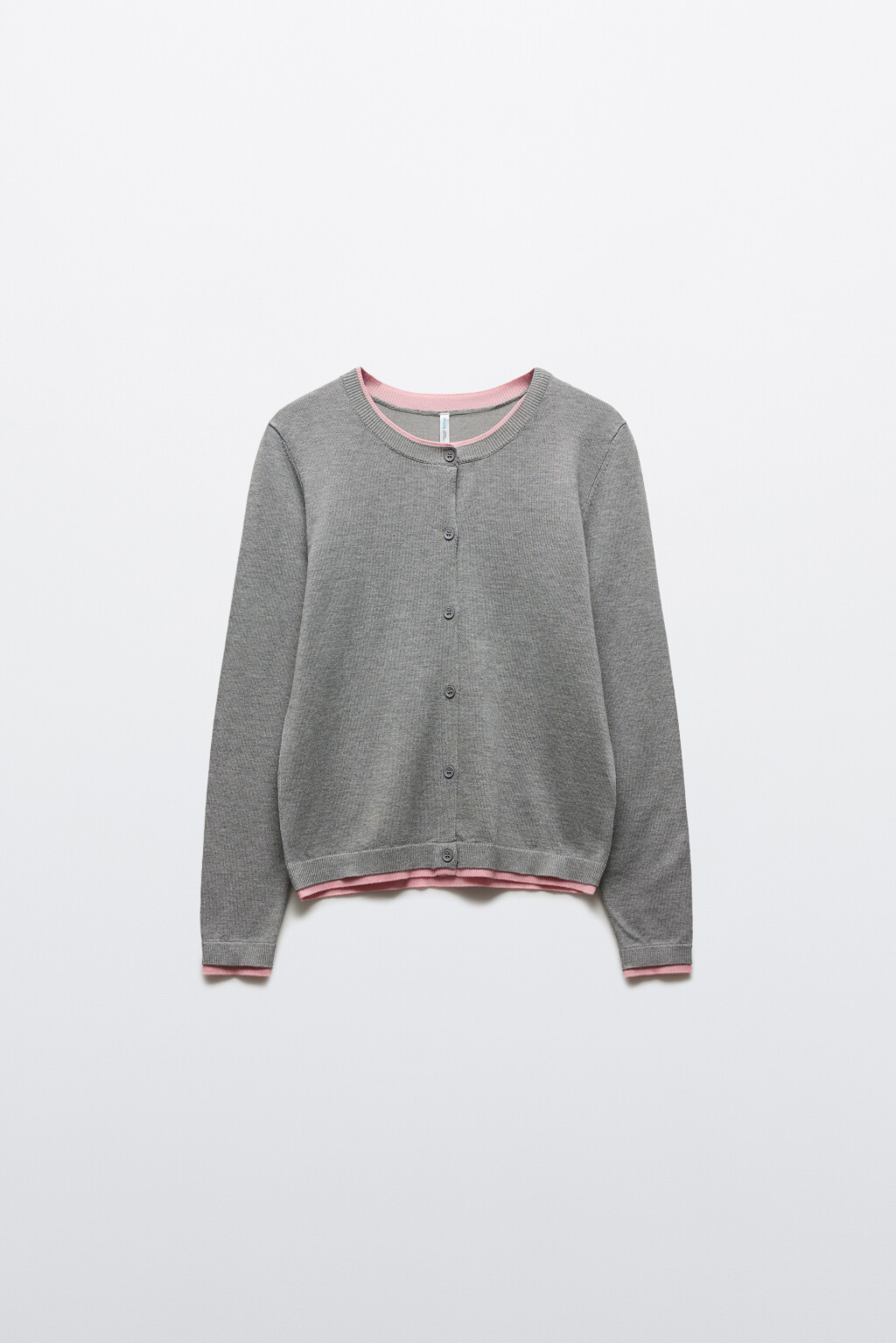 Кардиган с имитацией второго слоя - цвет серый - 6