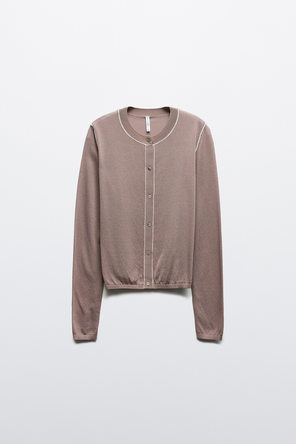 Кардиган на пуговицах с контрастными швами - цвет бежевый - 1
