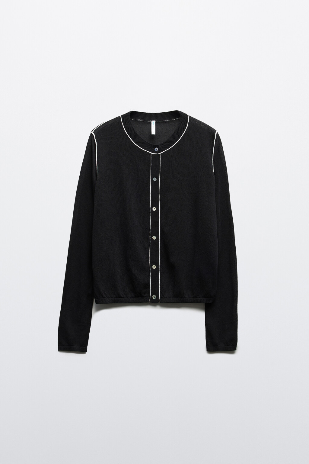 Кардиган на пуговицах с контрастными швами - цвет черный - 1