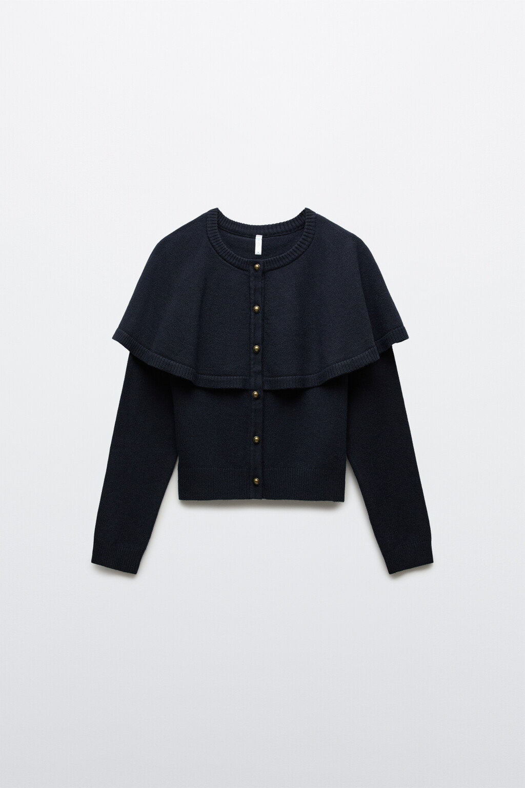 Кардиган вязаный с кейпом - цвет синий - 8