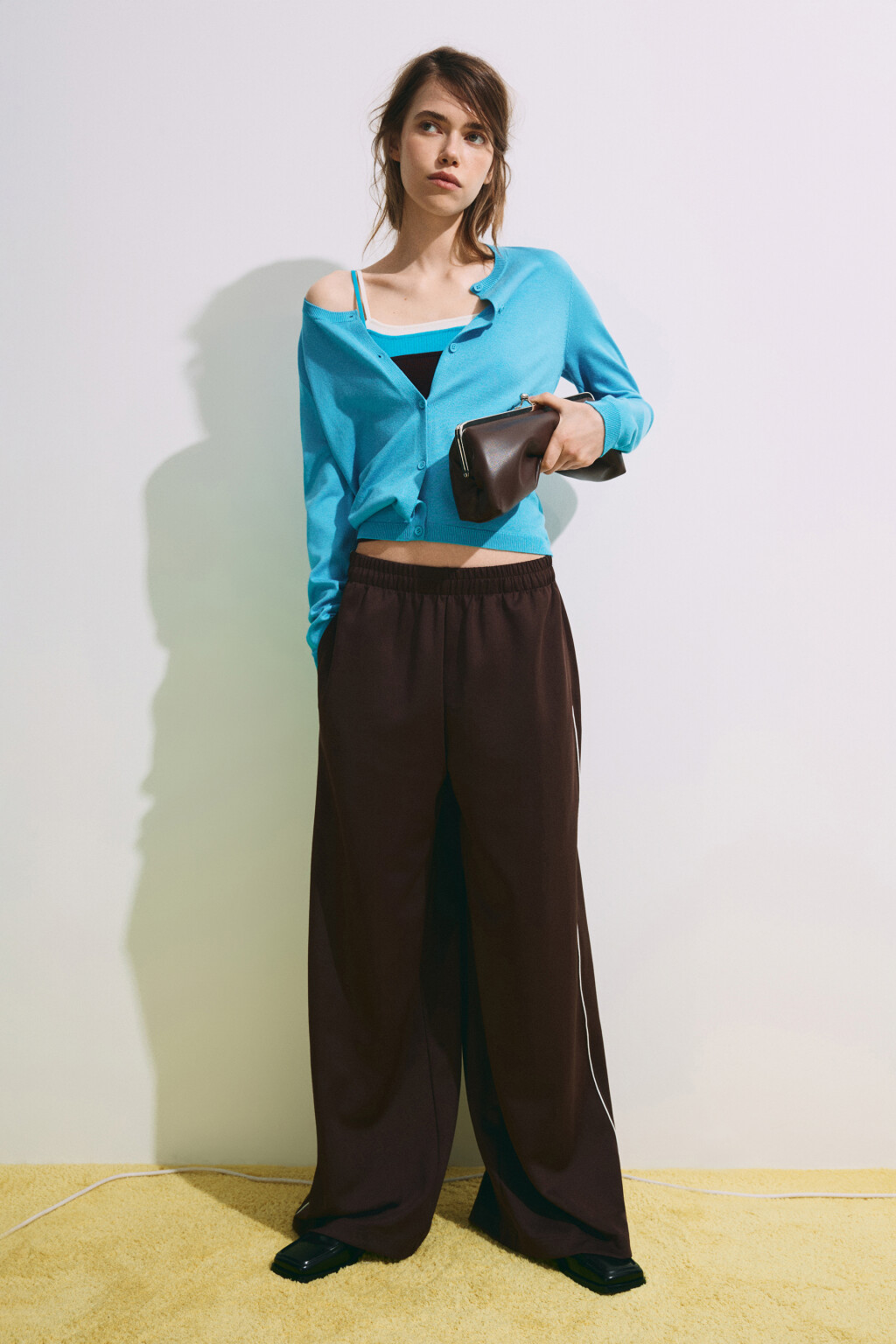 Кардиган полуприлегающий вязаный с вискозой - цвет голубой - 2