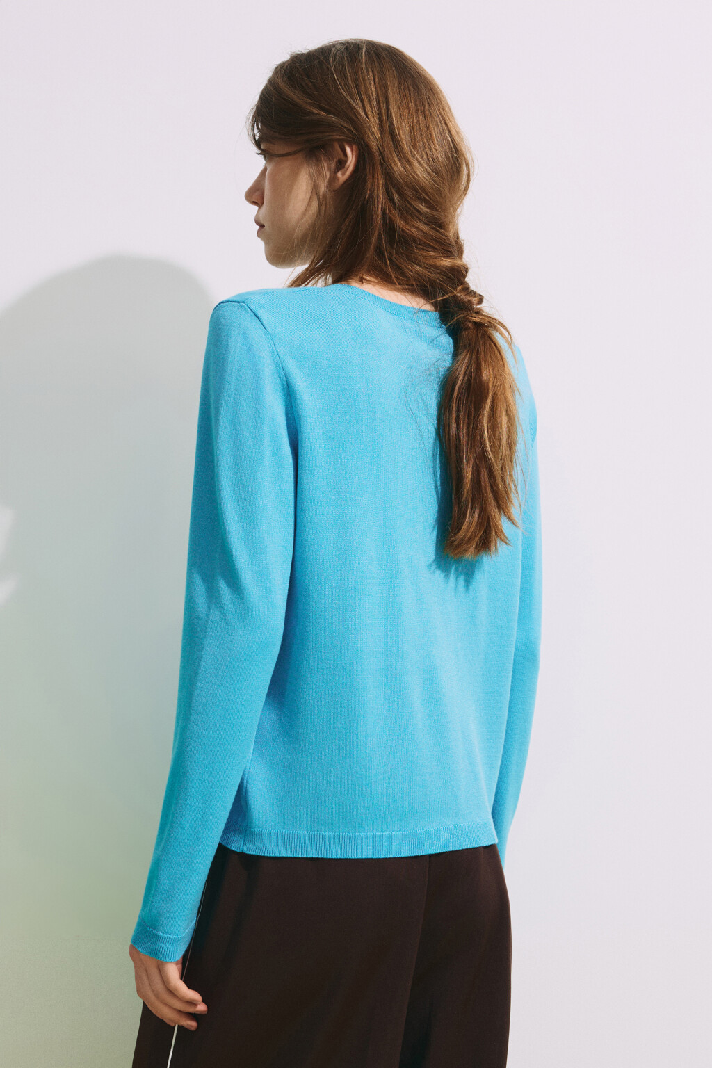 Кардиган полуприлегающий вязаный с вискозой - цвет голубой - 5