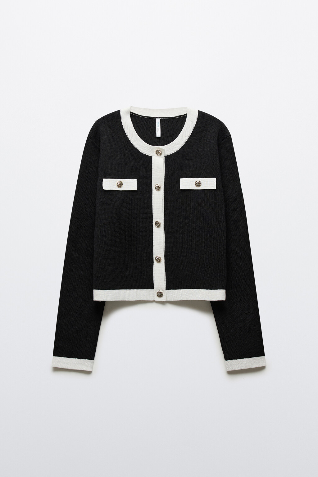 Кардиган жаккардовый с контрастной окантовкой - цвет черный - 1