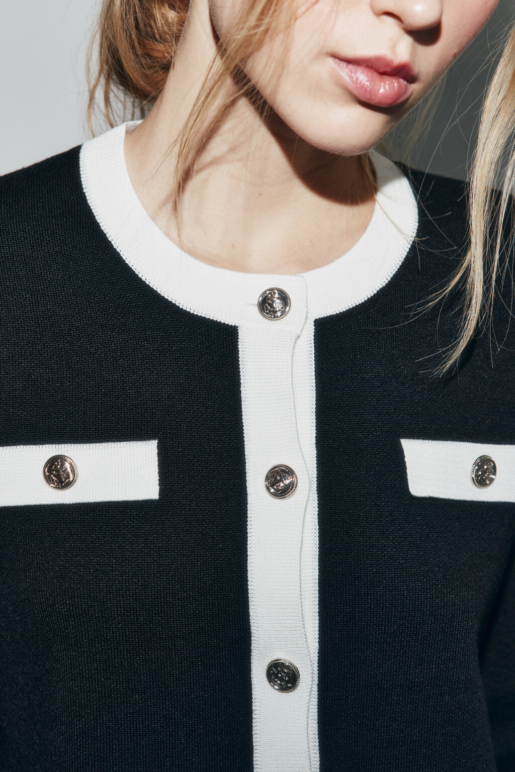 Кардиган жаккардовый с контрастной окантовкой - цвет черный - 5