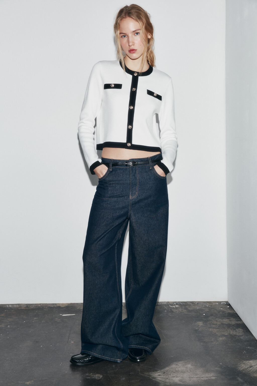 Кардиган жаккардовый с контрастной окантовкой - цвет молочный - 5