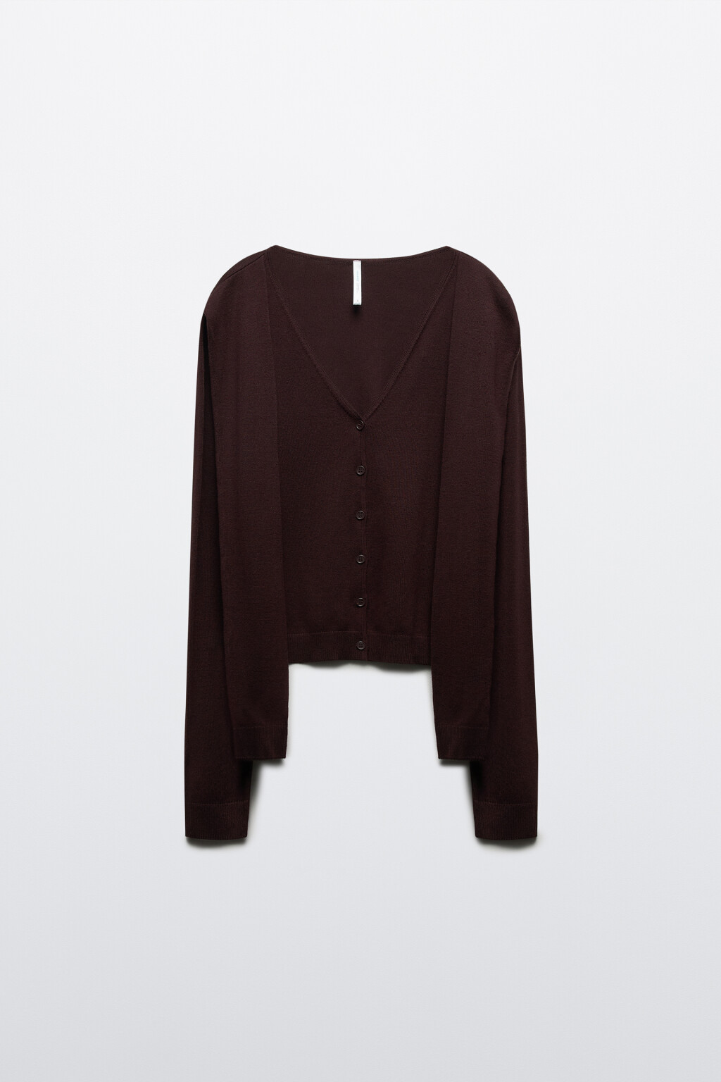 Кардиган вязаный с декоративными завязанными рукавами - цвет коричневый - 1