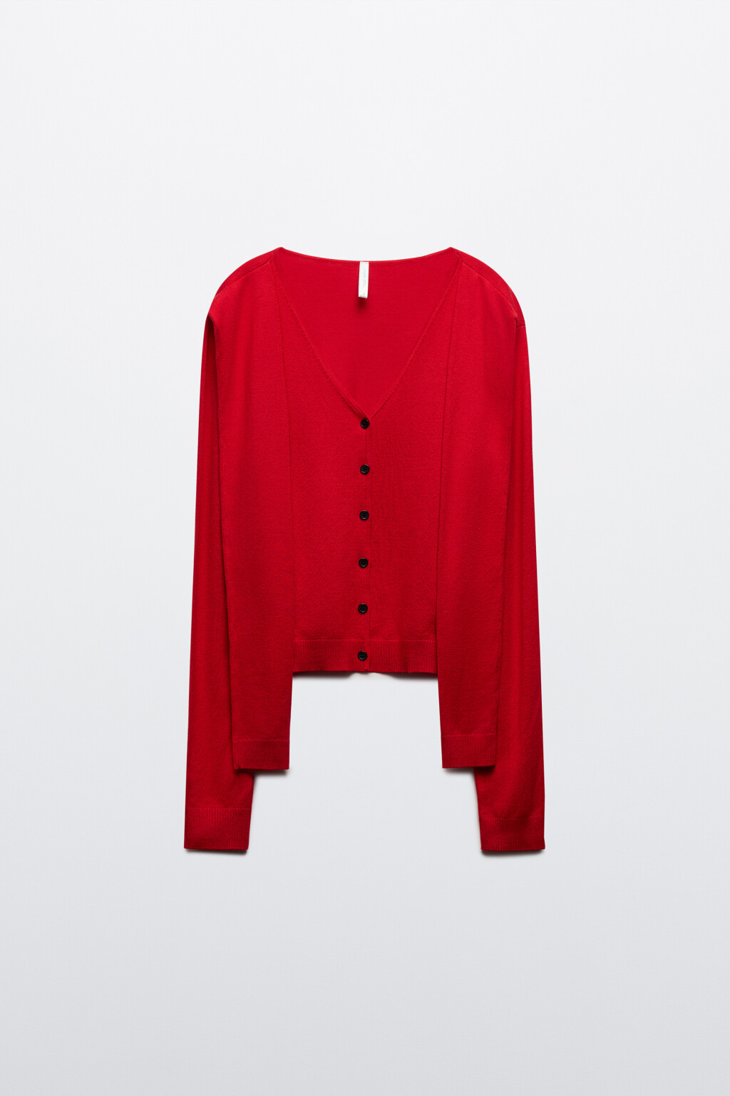 Кардиган вязаный с декоративными завязанными рукавами - цвет красный - 7