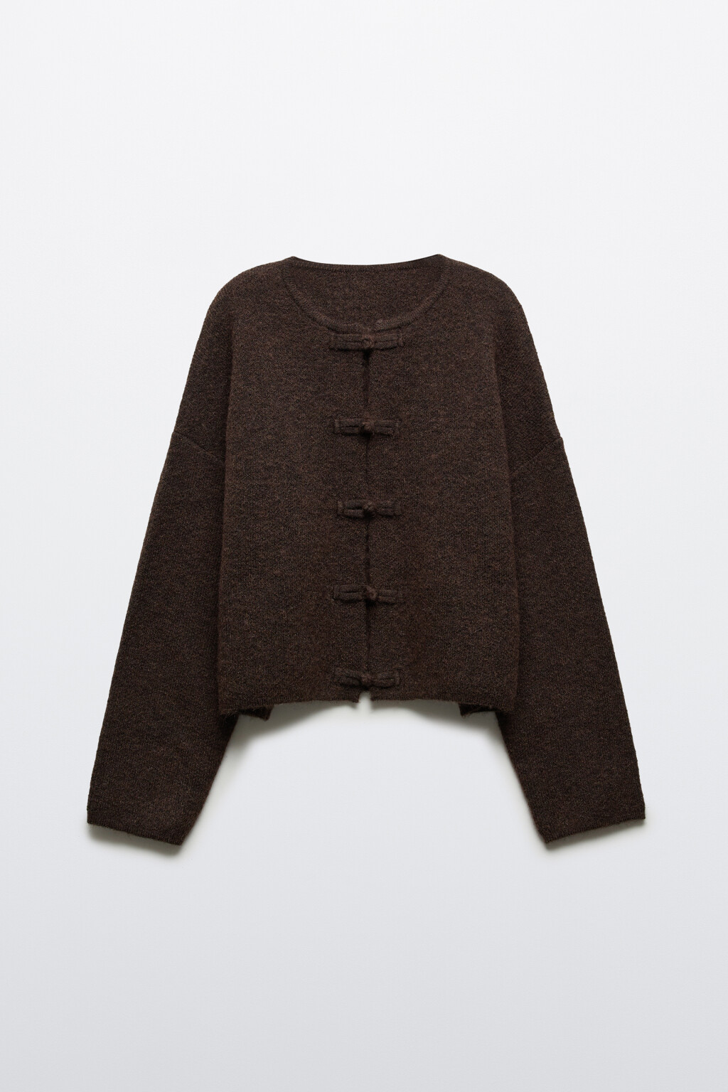 Кардиган вязаный на пуговицах - цвет коричневый - 1