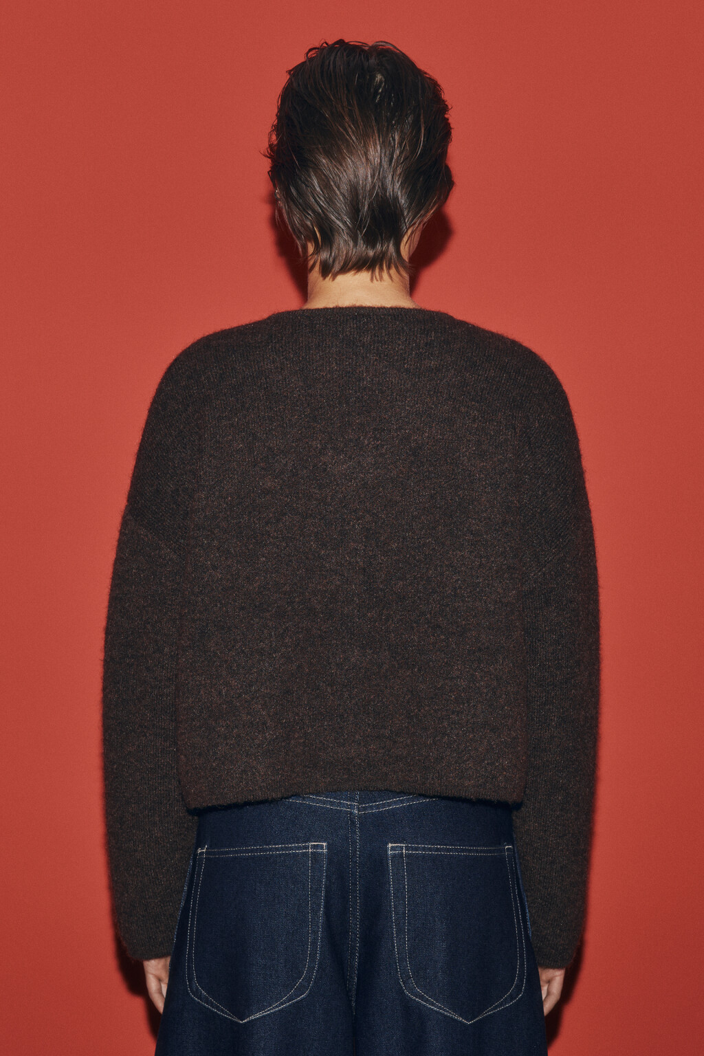 Кардиган вязаный на пуговицах - цвет коричневый - 6