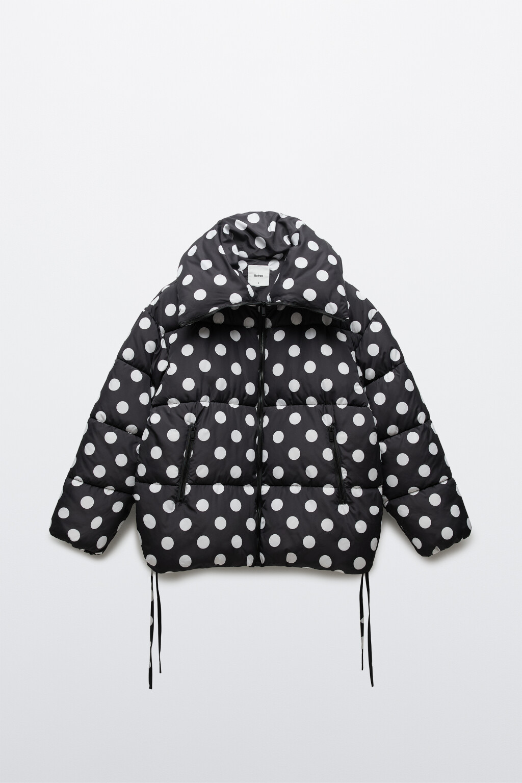 Куртка стеганая в горошек с утяжками - цвет черный - 10