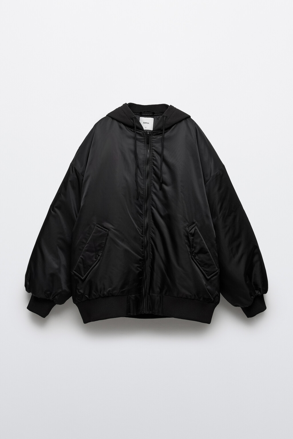 Куртка-бомбер с капюшоном - цвет черный - 1