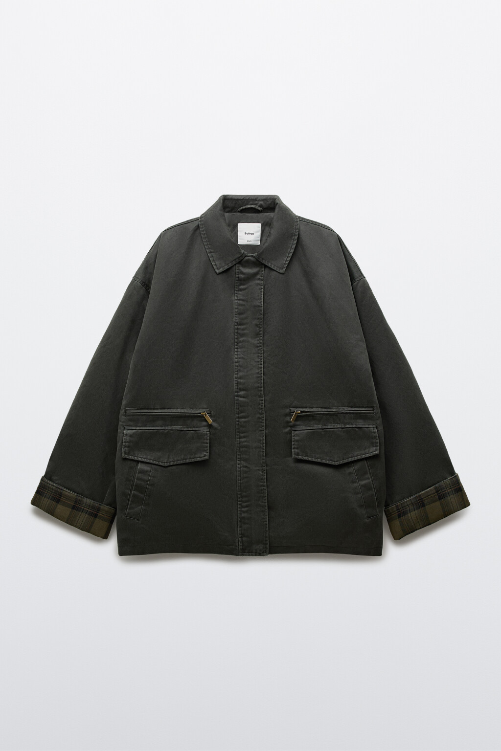 Куртка вощеная утепленная с отложным воротником - цвет зеленый - 1