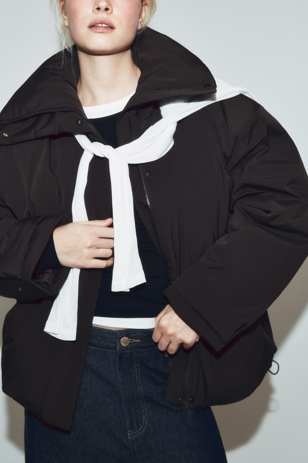 Куртка укороченная без капюшона - цвет коричневый - 1