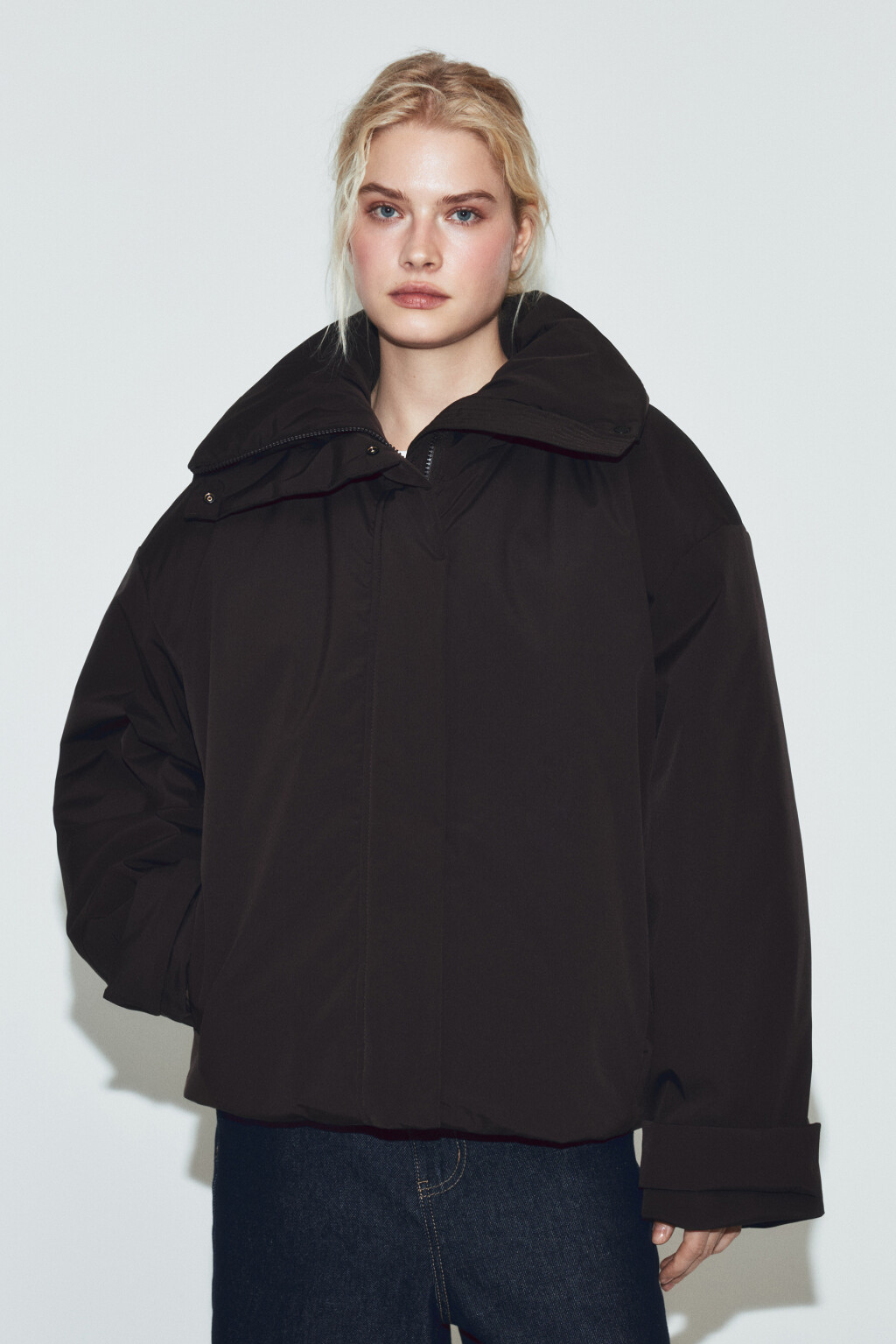 Куртка укороченная без капюшона - цвет коричневый - 3