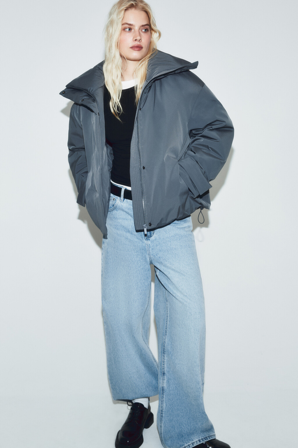 Куртка укороченная без капюшона - цвет серый - 1