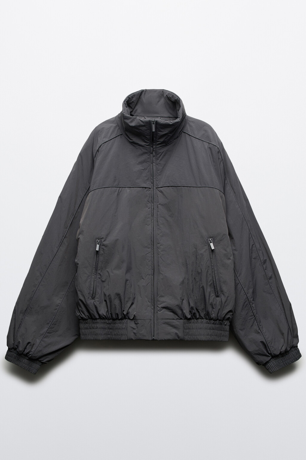 Куртка укороченная с воротником-стойкой - цвет серый - 1