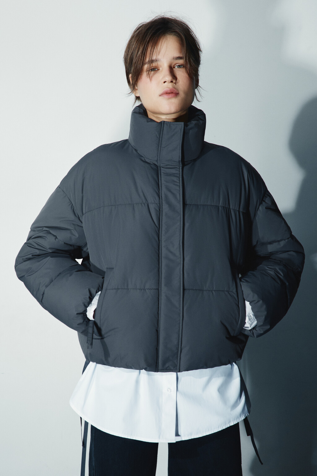 Куртка стеганая с утяжками - цвет серый - 2