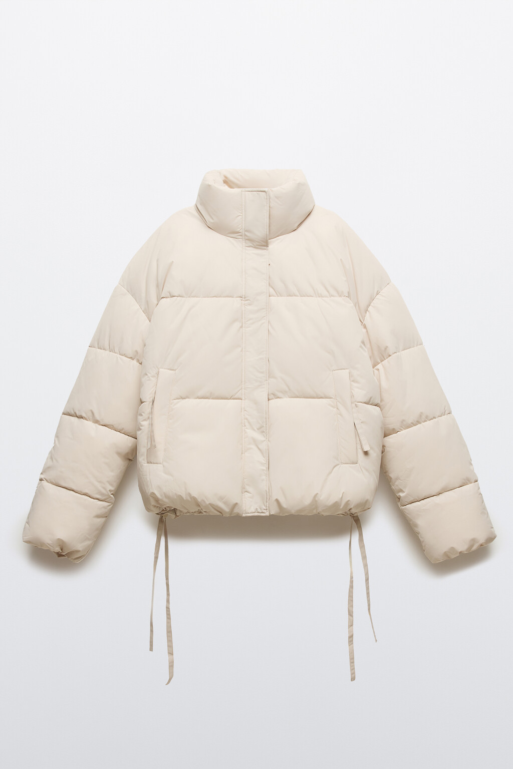 Куртка стеганая с утяжками - цвет молочный - 1