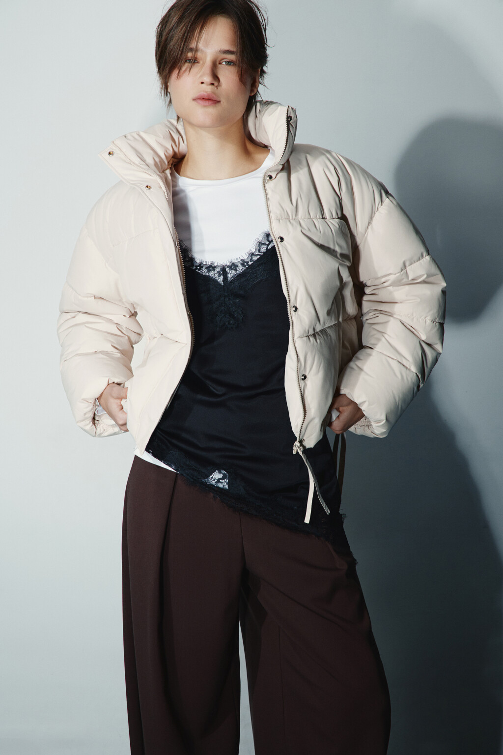 Куртка стеганая с утяжками - цвет молочный - 2
