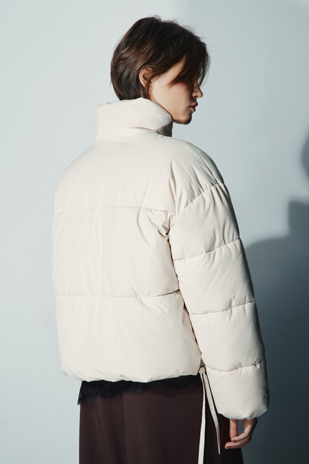 Куртка стеганая с утяжками - цвет молочный - 4