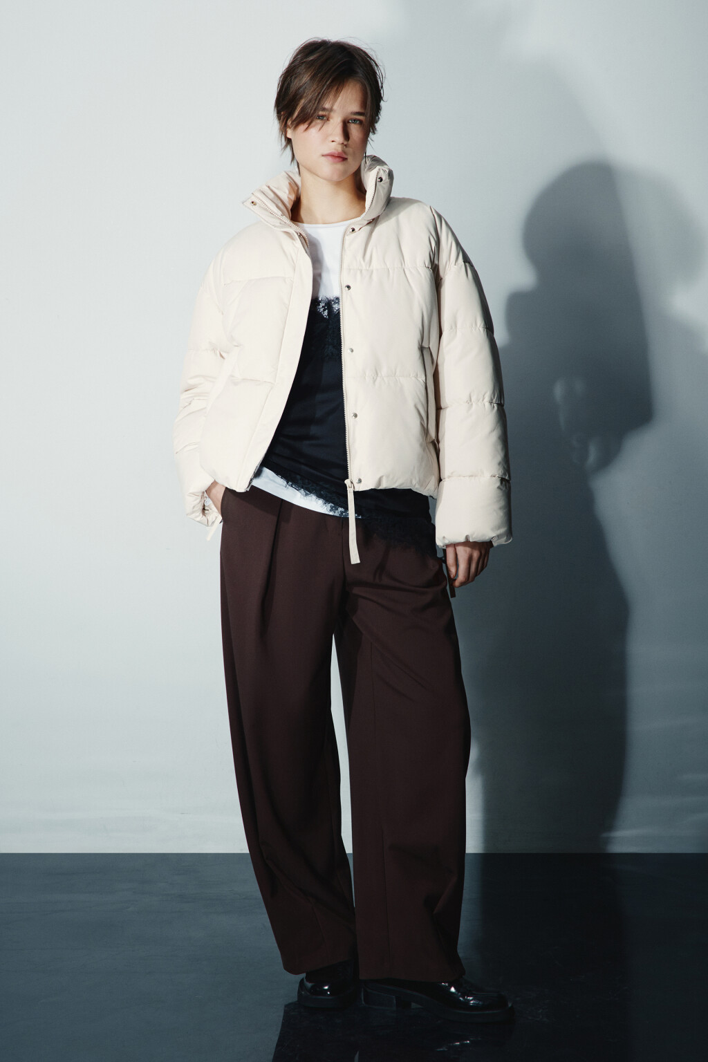 Куртка стеганая с утяжками - цвет молочный - 5