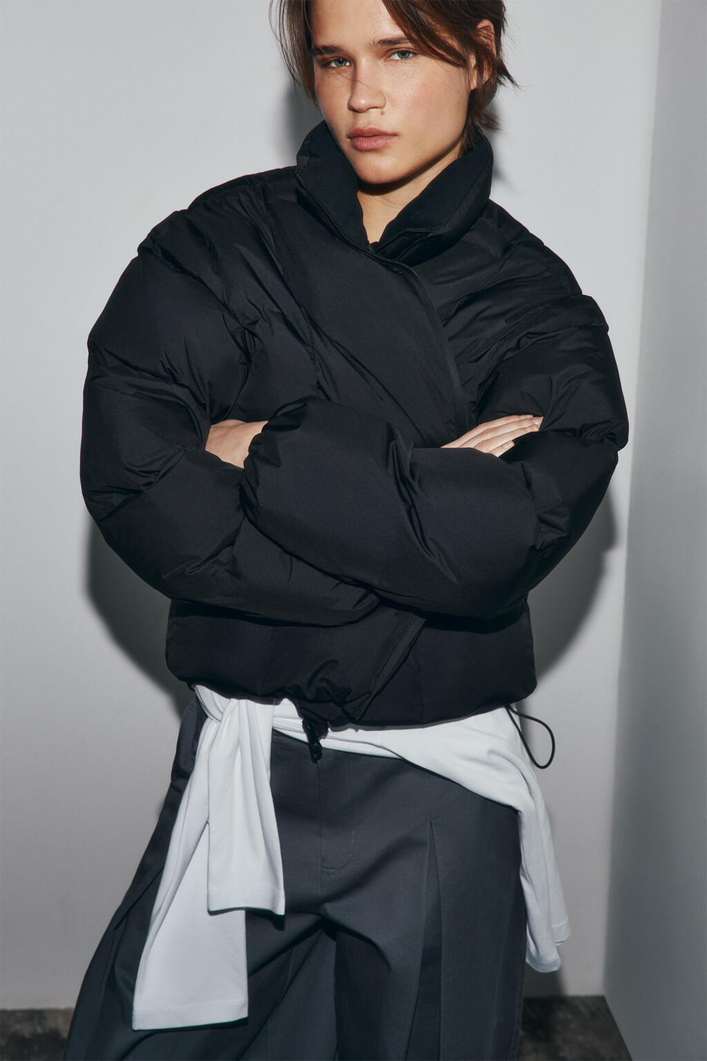 Куртка стеганая укороченная - цвет черный - 1