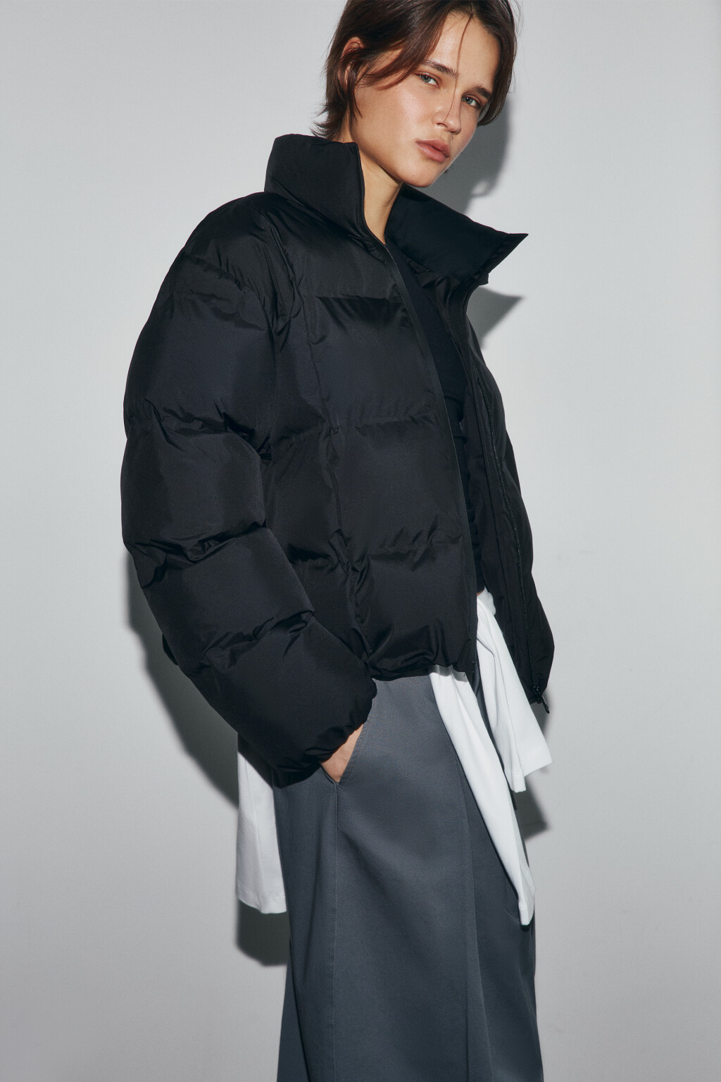 Куртка стеганая укороченная - цвет черный - 2