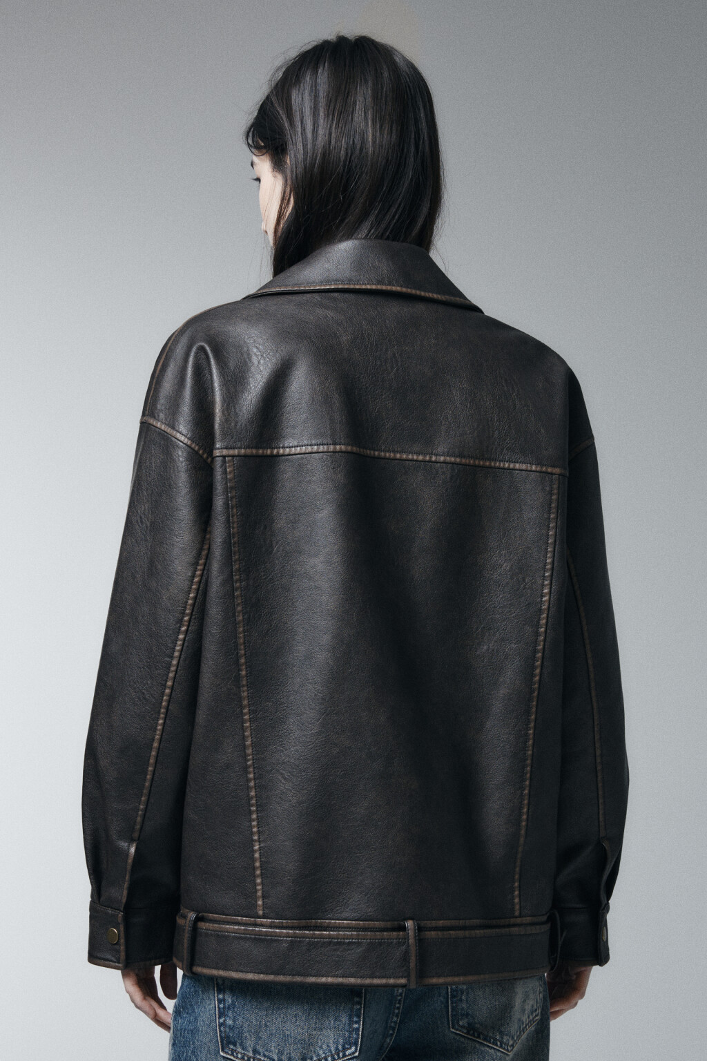 Куртка-косуха с вареным эффектом  - цвет коричневый - 3