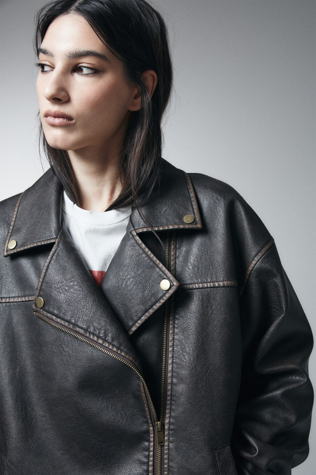 Куртка-косуха с вареным эффектом  - цвет коричневый - 5