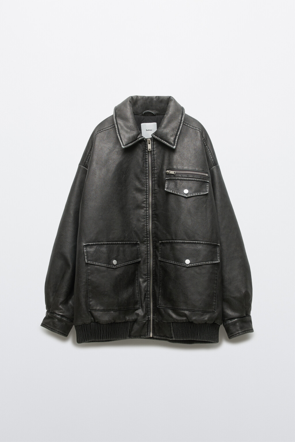 Куртка-бомбер вареная с отложным воротником - цвет серый - 1