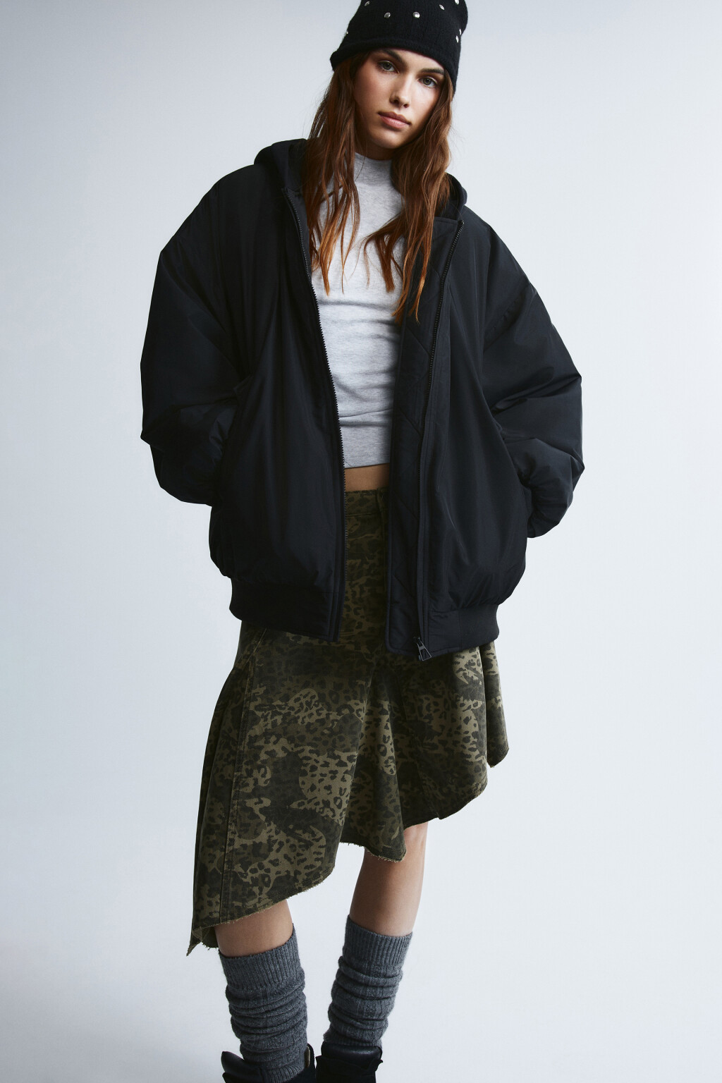 Куртка-бомбер утепленная - цвет черный - 2