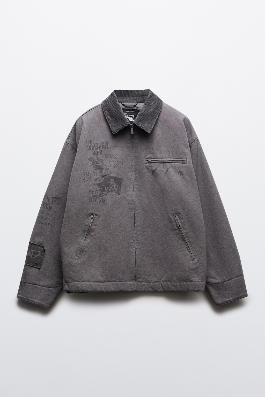 Куртка-рубашка с эффектом стирки и принтом утепленная - цвет серый - 9