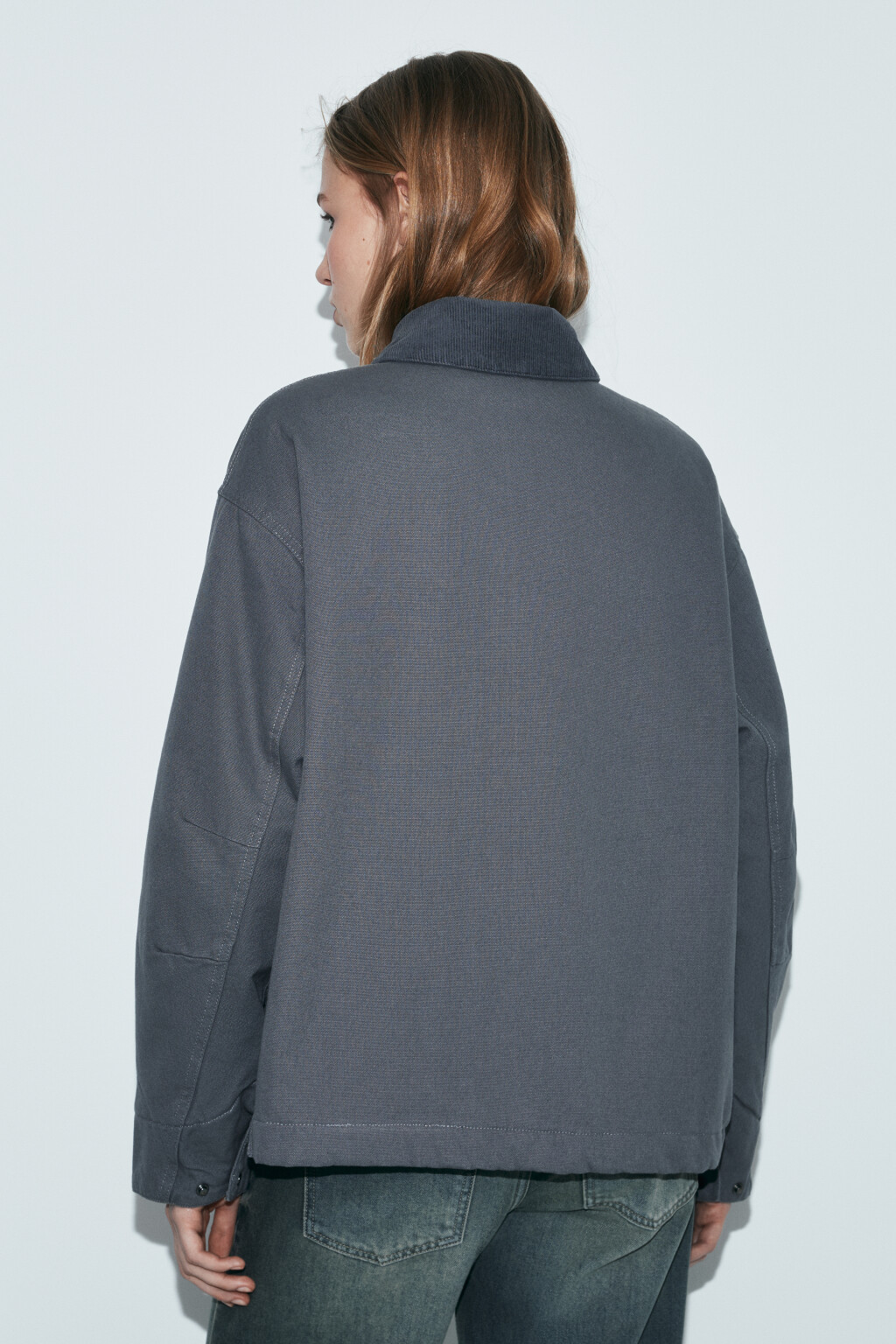 Куртка-рубашка с эффектом стирки и принтом утепленная - цвет серый - 3