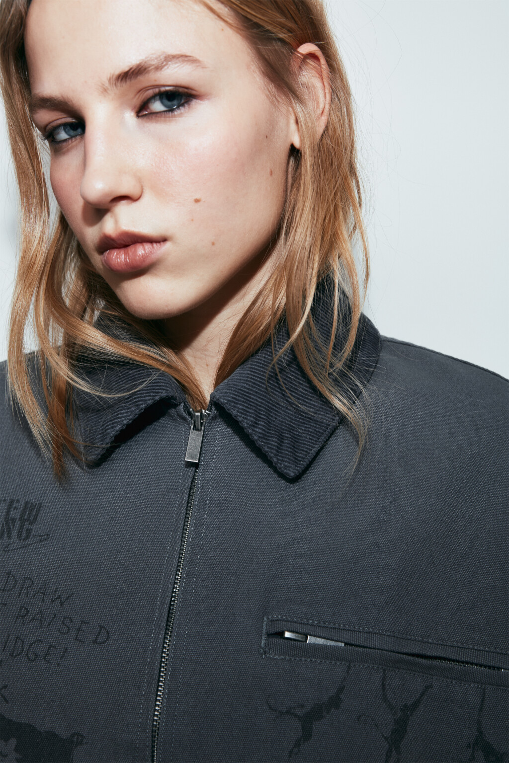 Куртка-рубашка с эффектом стирки и принтом утепленная - цвет серый - 5