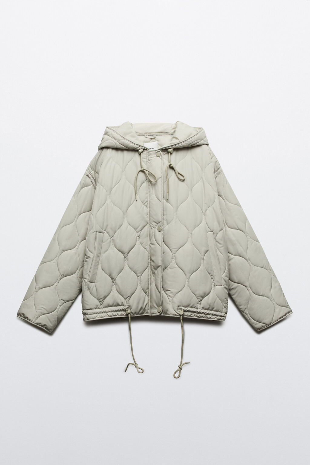 Куртка стеганая с двойной застежкой и капюшоном - цвет зеленый - 1