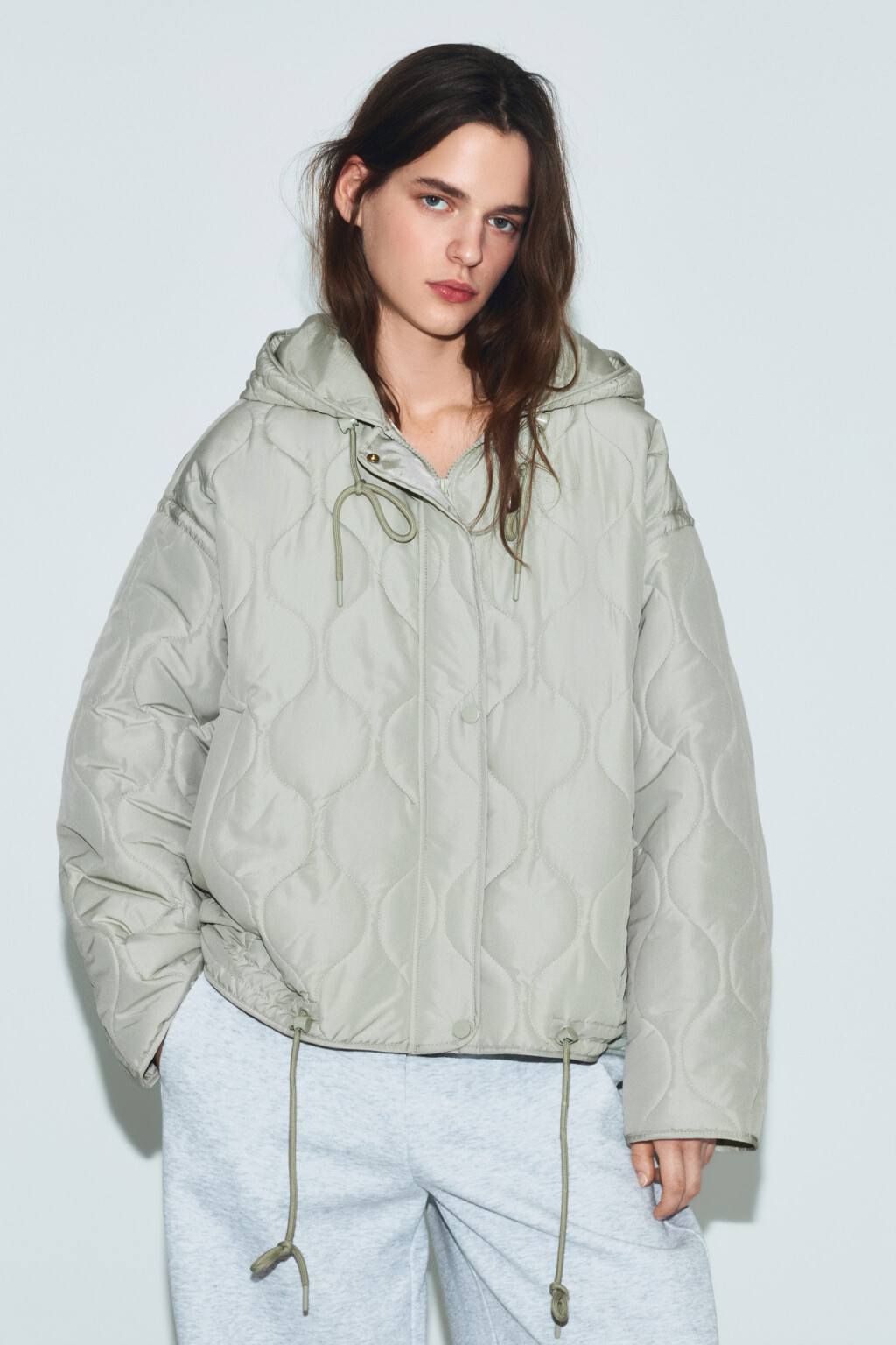 Куртка стеганая с двойной застежкой и капюшоном - цвет зеленый - 2