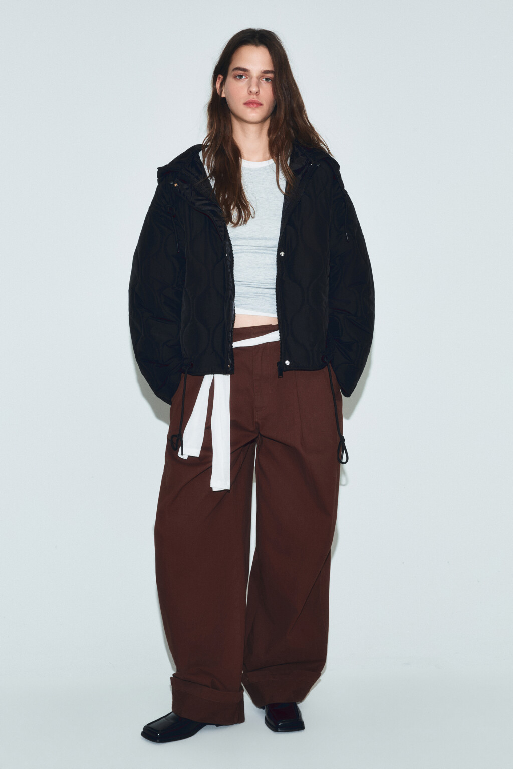 Куртка стеганая с двойной застежкой и капюшоном - цвет черный - 4