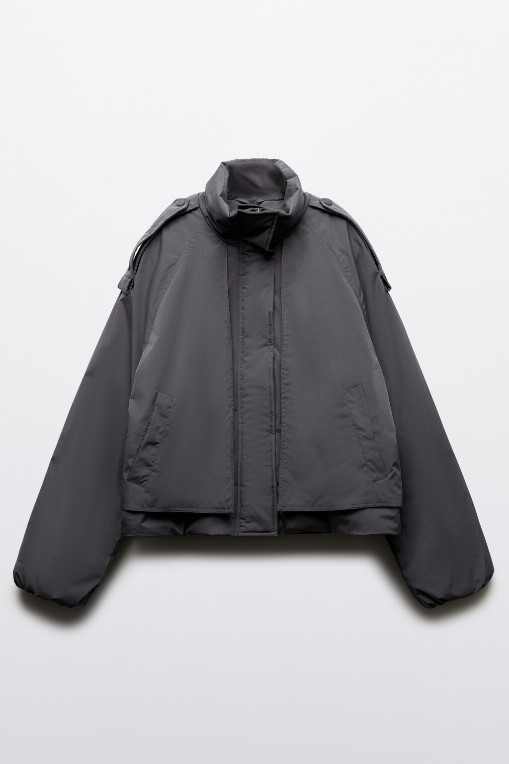 Куртка короткая утепленная с воротником-стойкой - цвет серый - 1