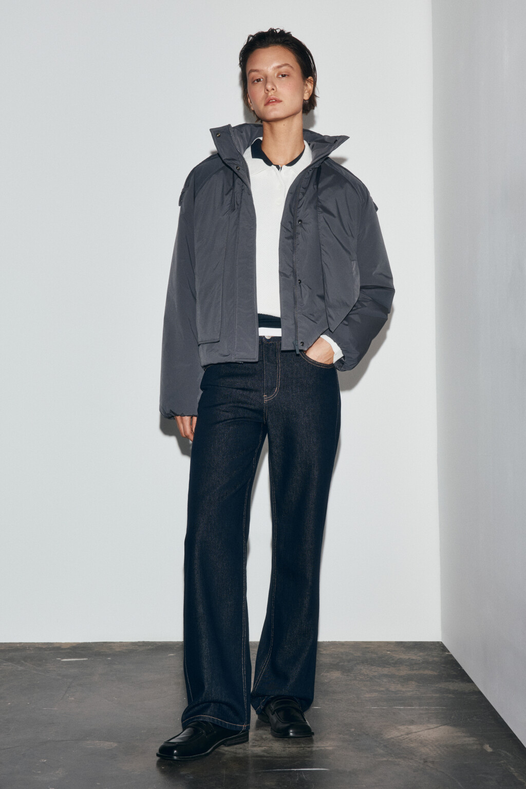 Куртка короткая утепленная с воротником-стойкой - цвет серый - 5