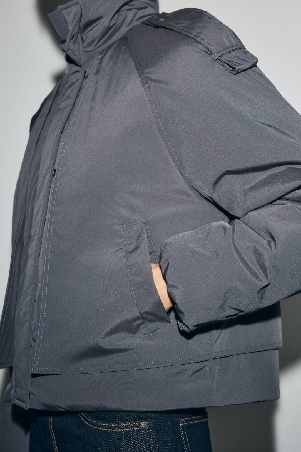 Куртка короткая утепленная с воротником-стойкой - цвет серый - 7