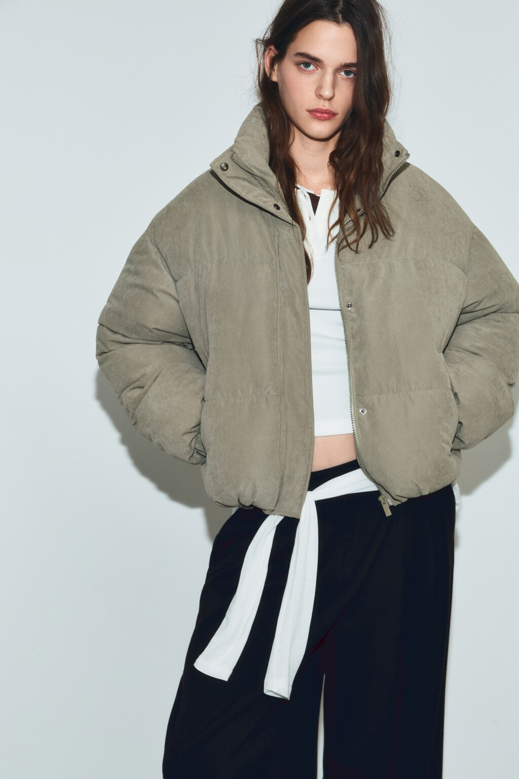 Куртка стеганая без капюшона - цвет зеленый - 1