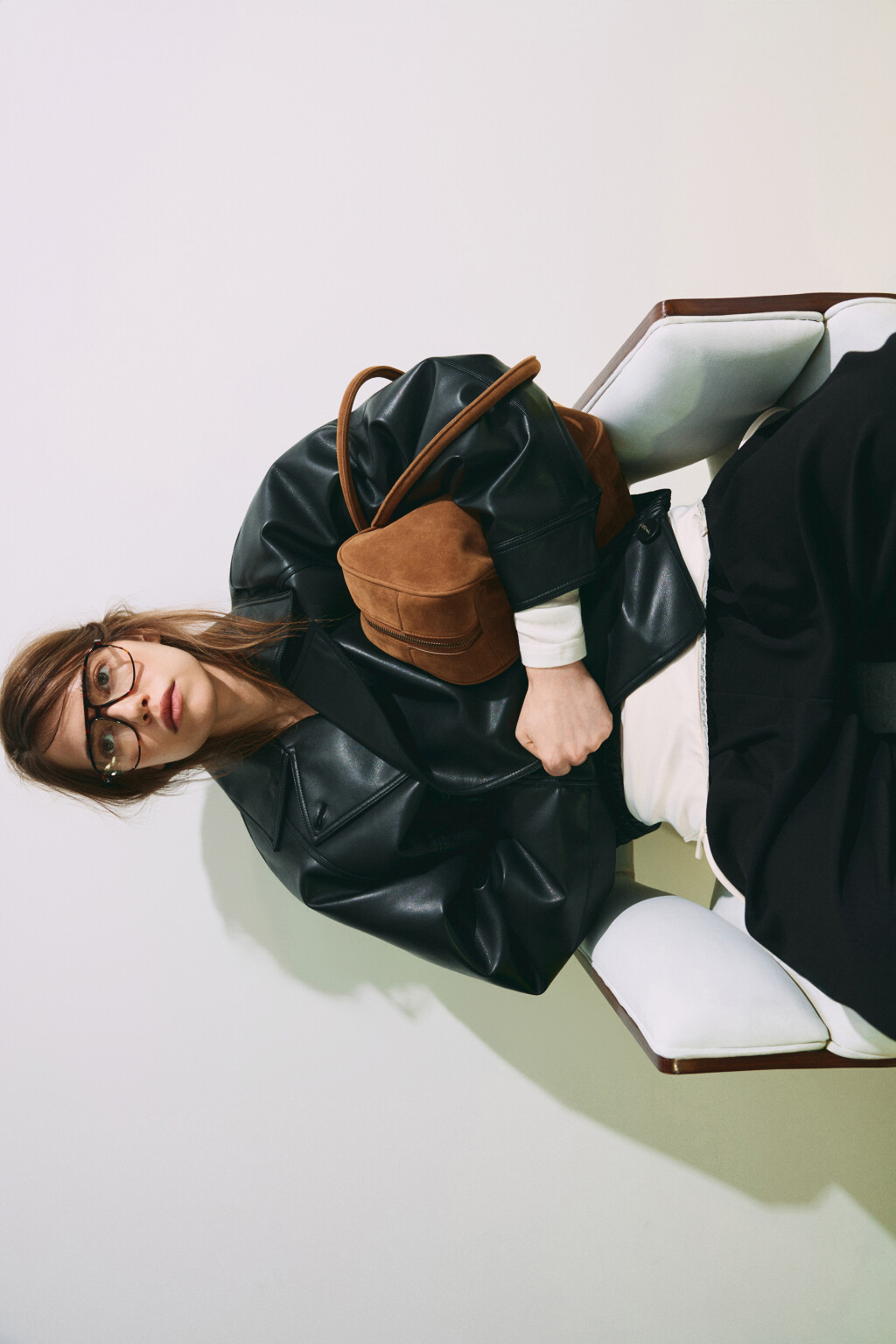 Куртка с кожаной фактурой с утеплением на пуговицах - цвет черный - 1