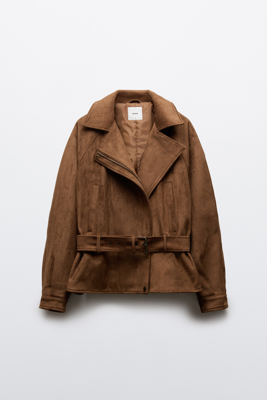 Куртка с замшевой фактурой без капюшона - цвет коричневый - 9