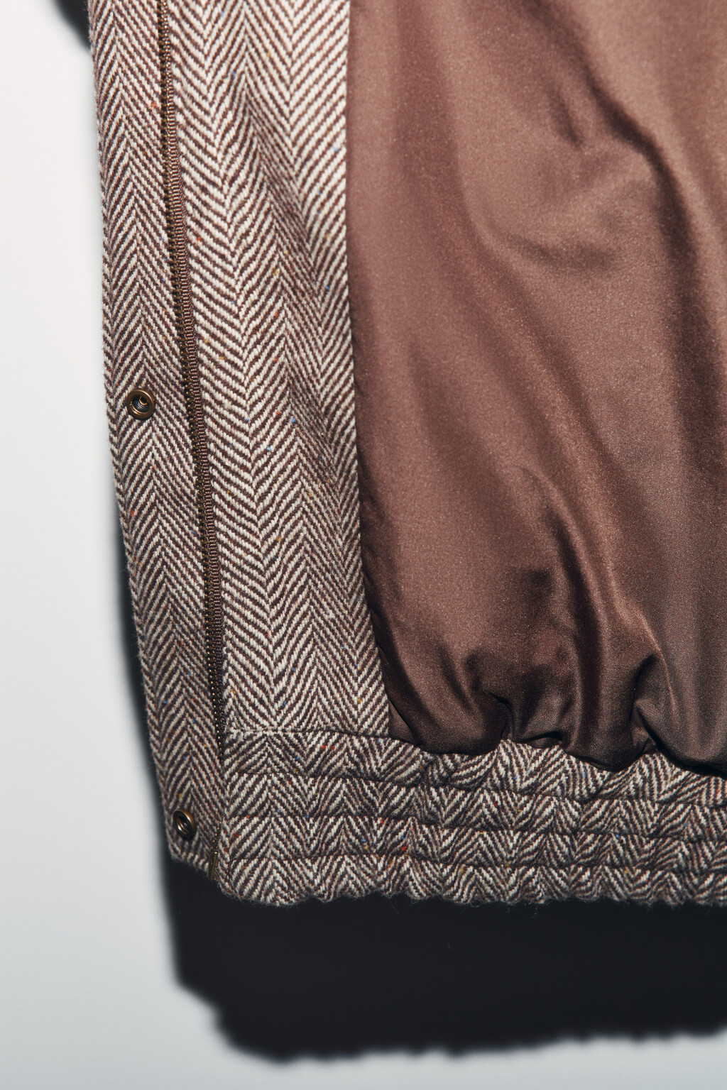 Куртка-бомбер драповая без капюшона в елочку - цвет бежевый - 8